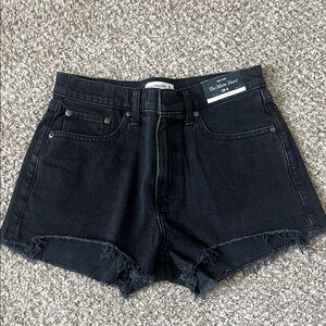 Abercrombie & Fitch Black Frayed Hem Mom Jean Shorts